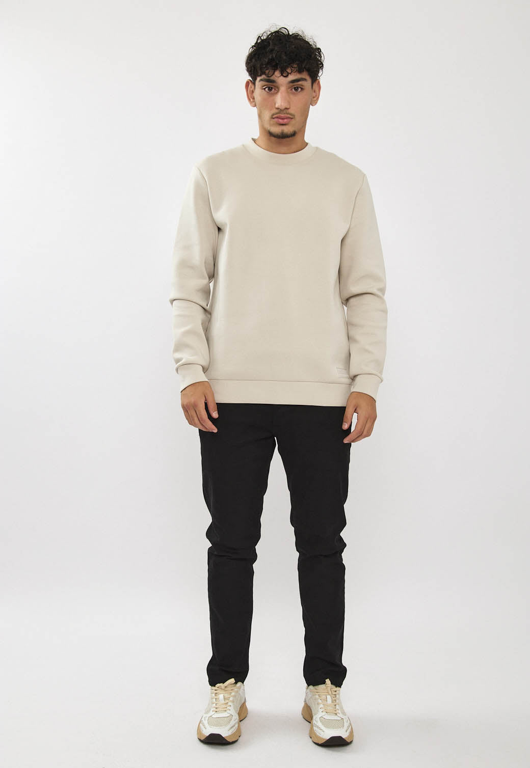 סווטשירט לגברים בצבע סטון עם הדפס בגב