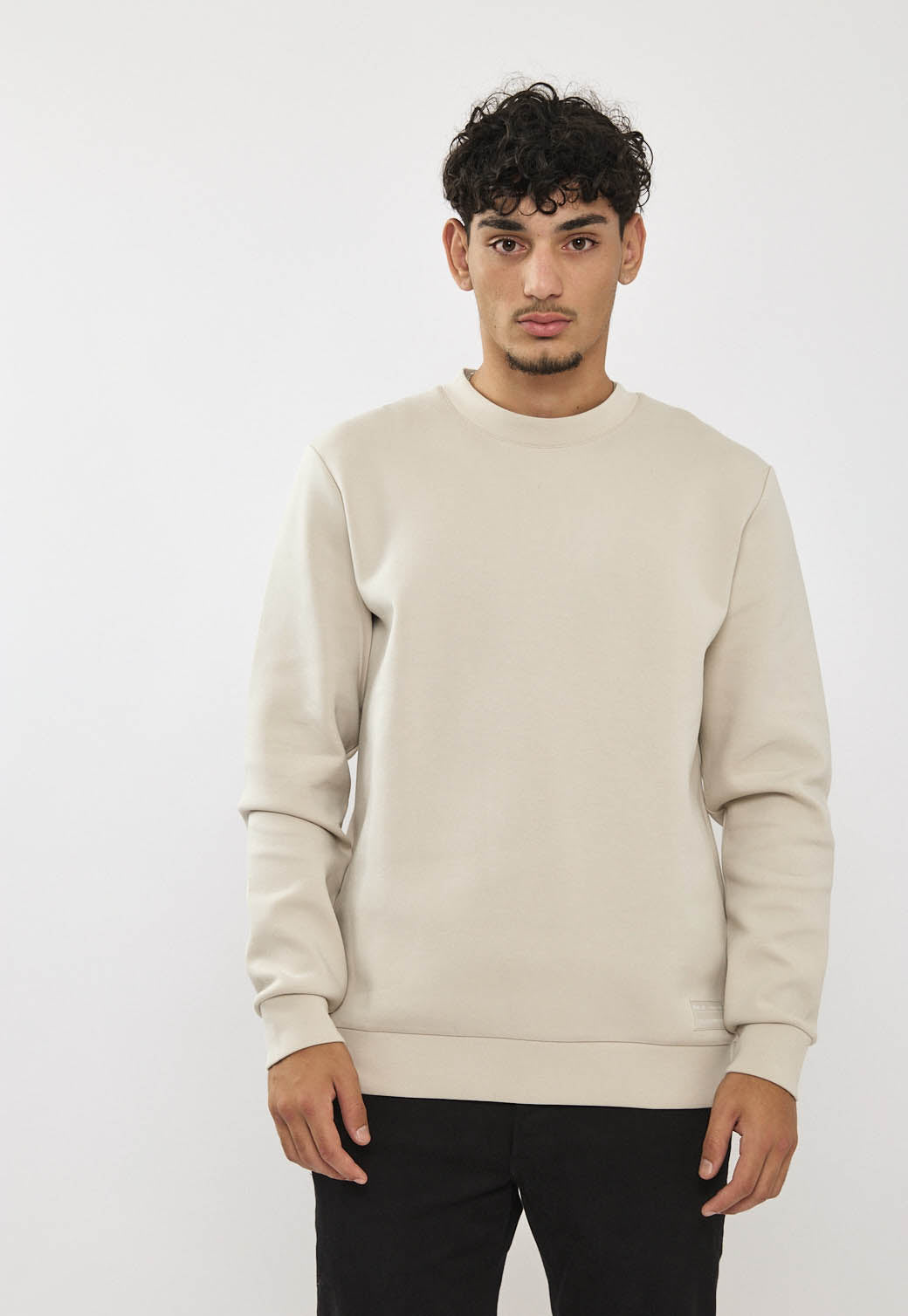 סווטשירט לגברים בצבע סטון עם הדפס בגב