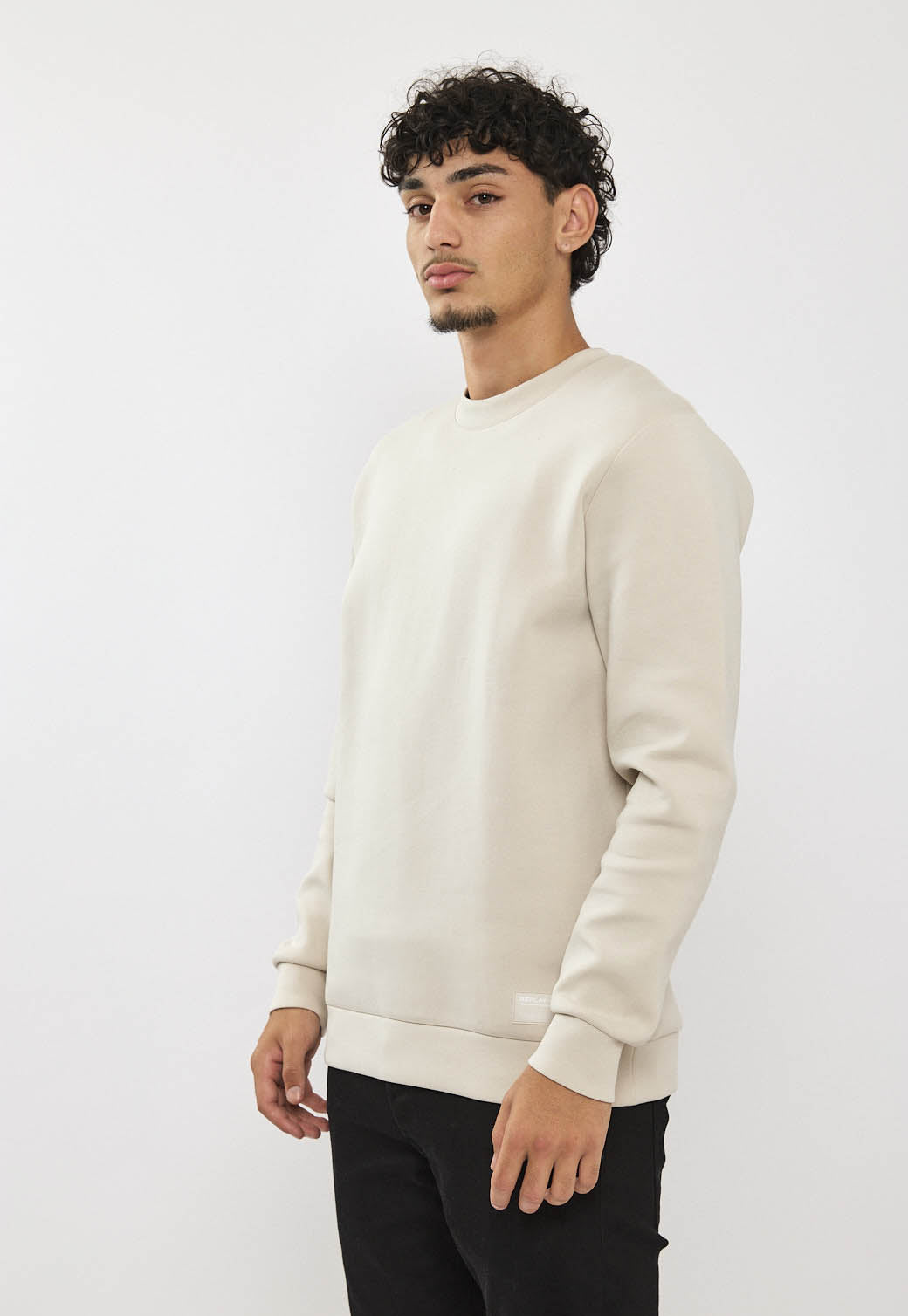 סווטשירט לגברים בצבע סטון עם הדפס בגב