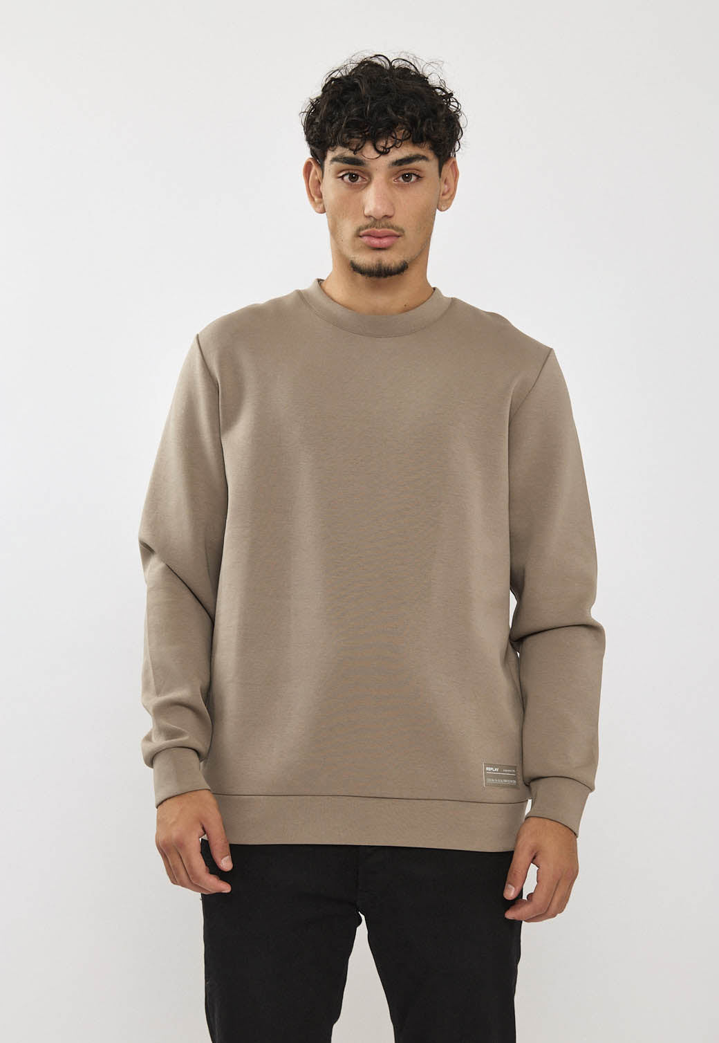 סווטשירט לגברים בצבע חום בהיר