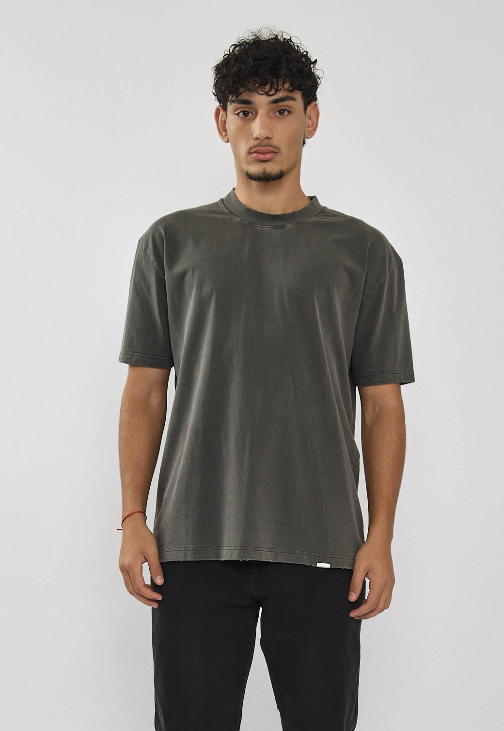 טי-שירט לגברים בצבע אפור בהיר עם לוגו בגב