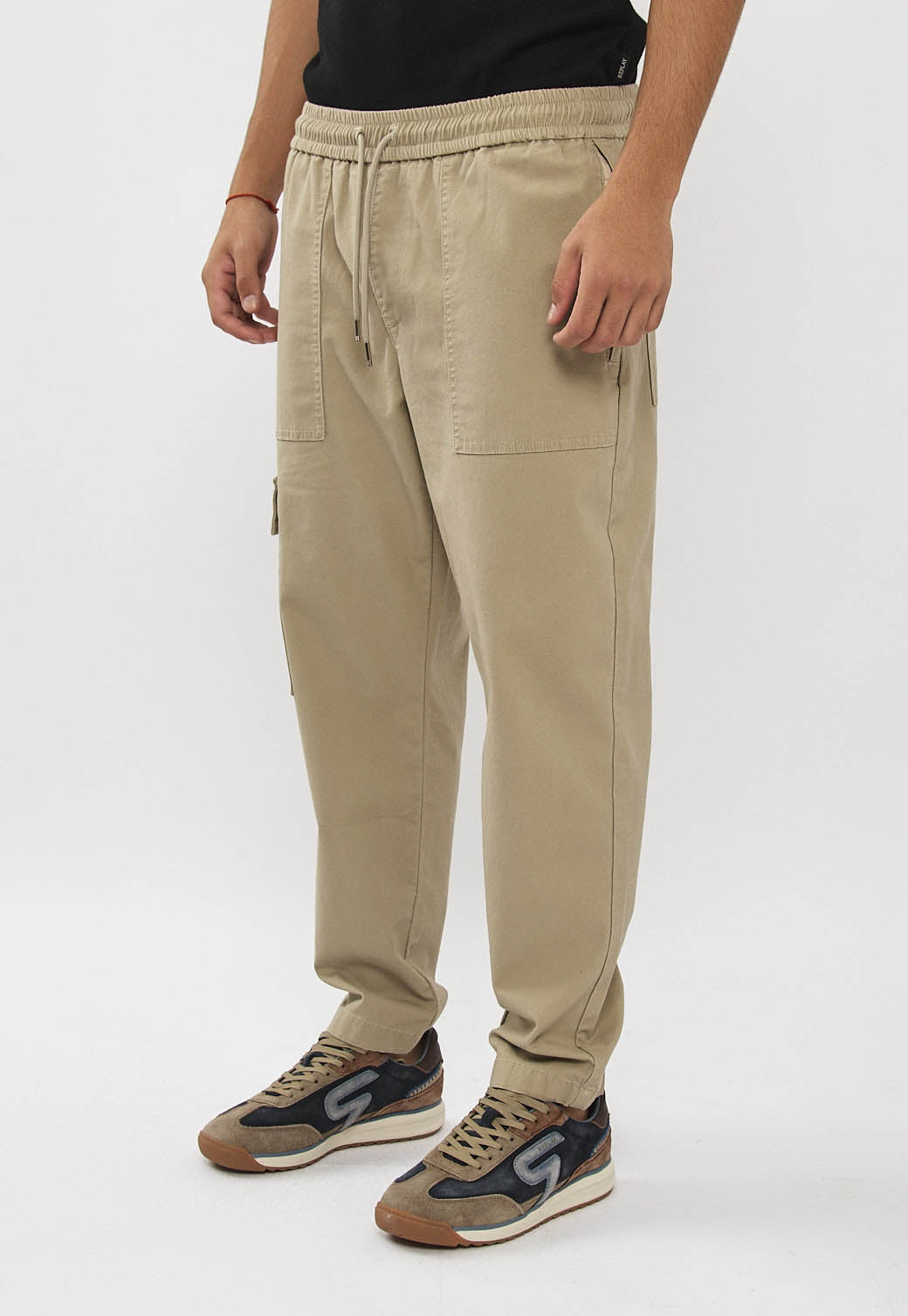 מכנסי טוויל לגברים בצבע קרם אבן