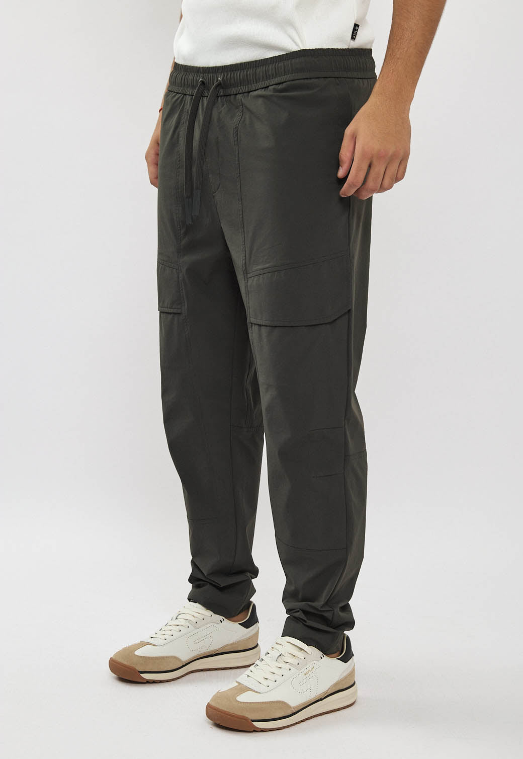 מכנסי 4WAY כיסים לגברים בצבע זית-אפור