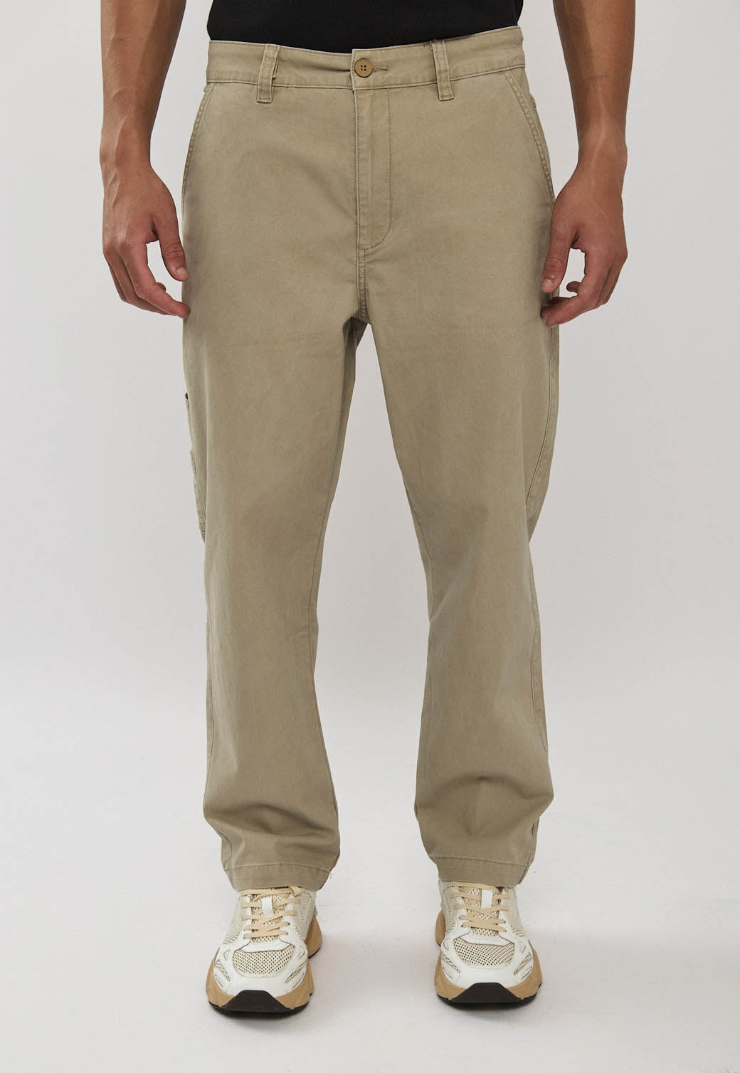 מכנסי טוויל לגברים בצבע קרם אבן
