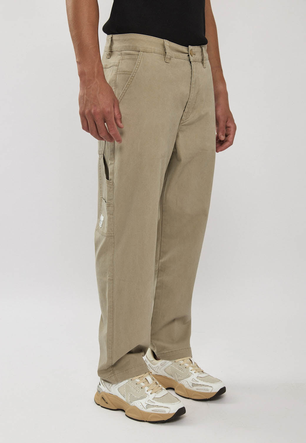 מכנסי טוויל לגברים בצבע קרם אבן