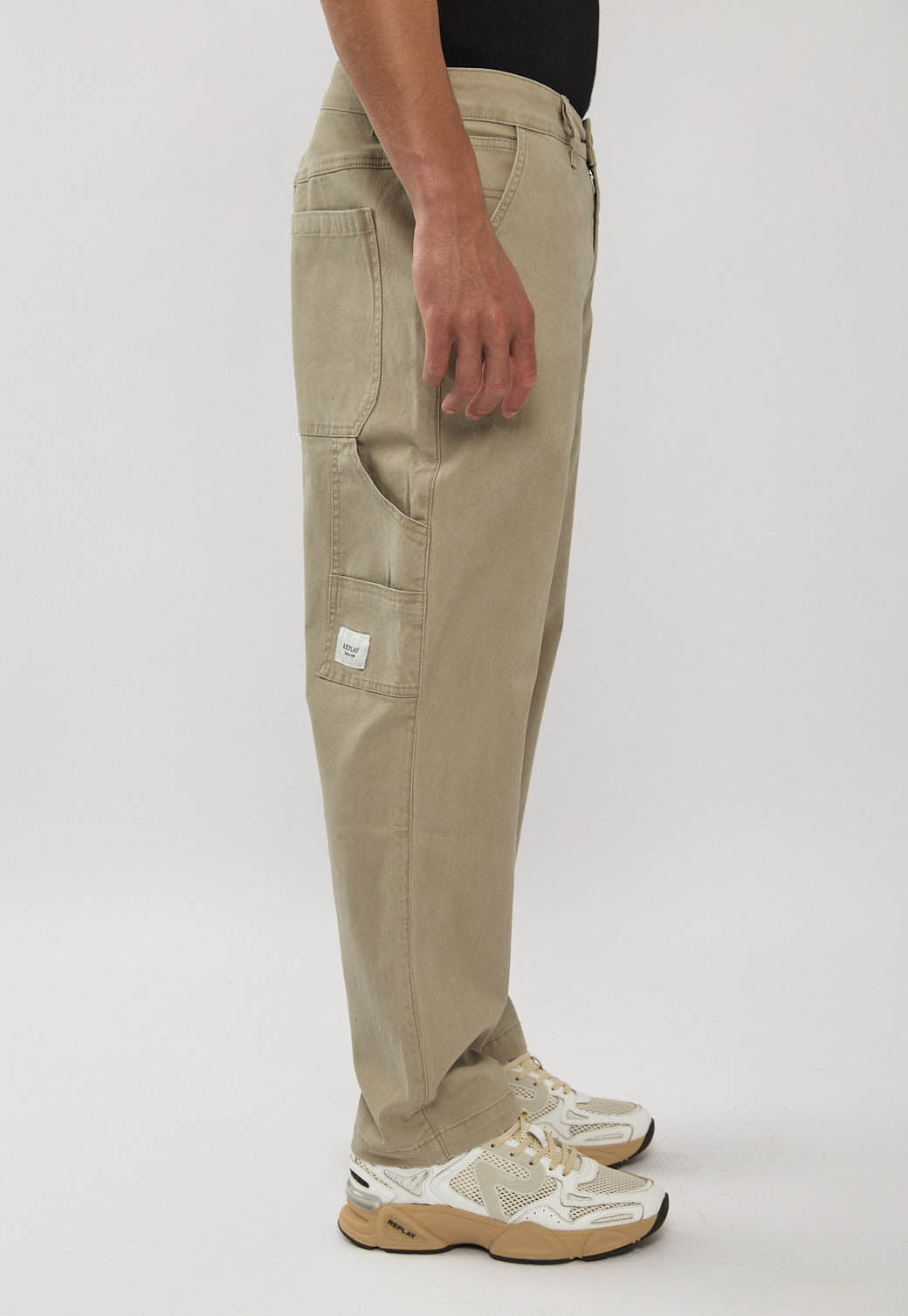 מכנסי טוויל לגברים בצבע קרם אבן