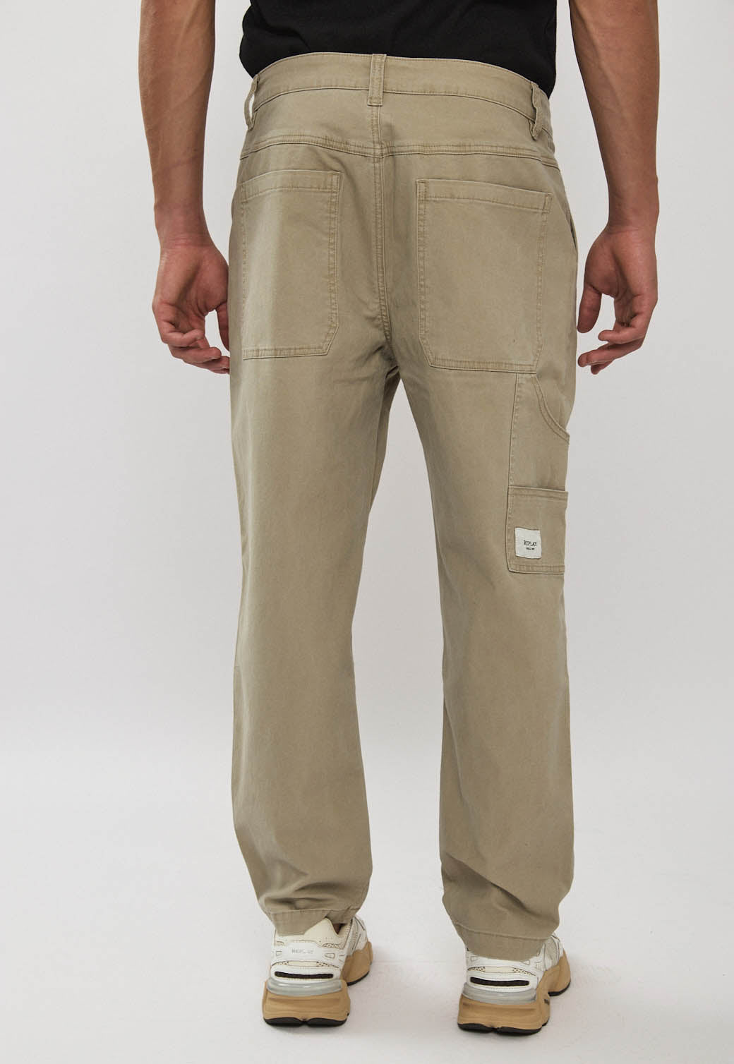 מכנסי טוויל לגברים בצבע קרם אבן