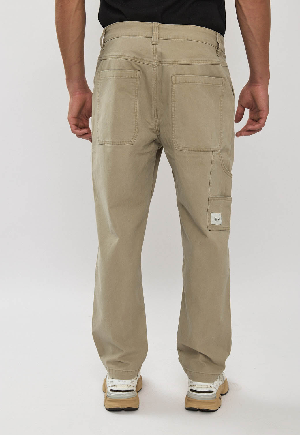 מכנסי טוויל לגברים בצבע קרם אבן