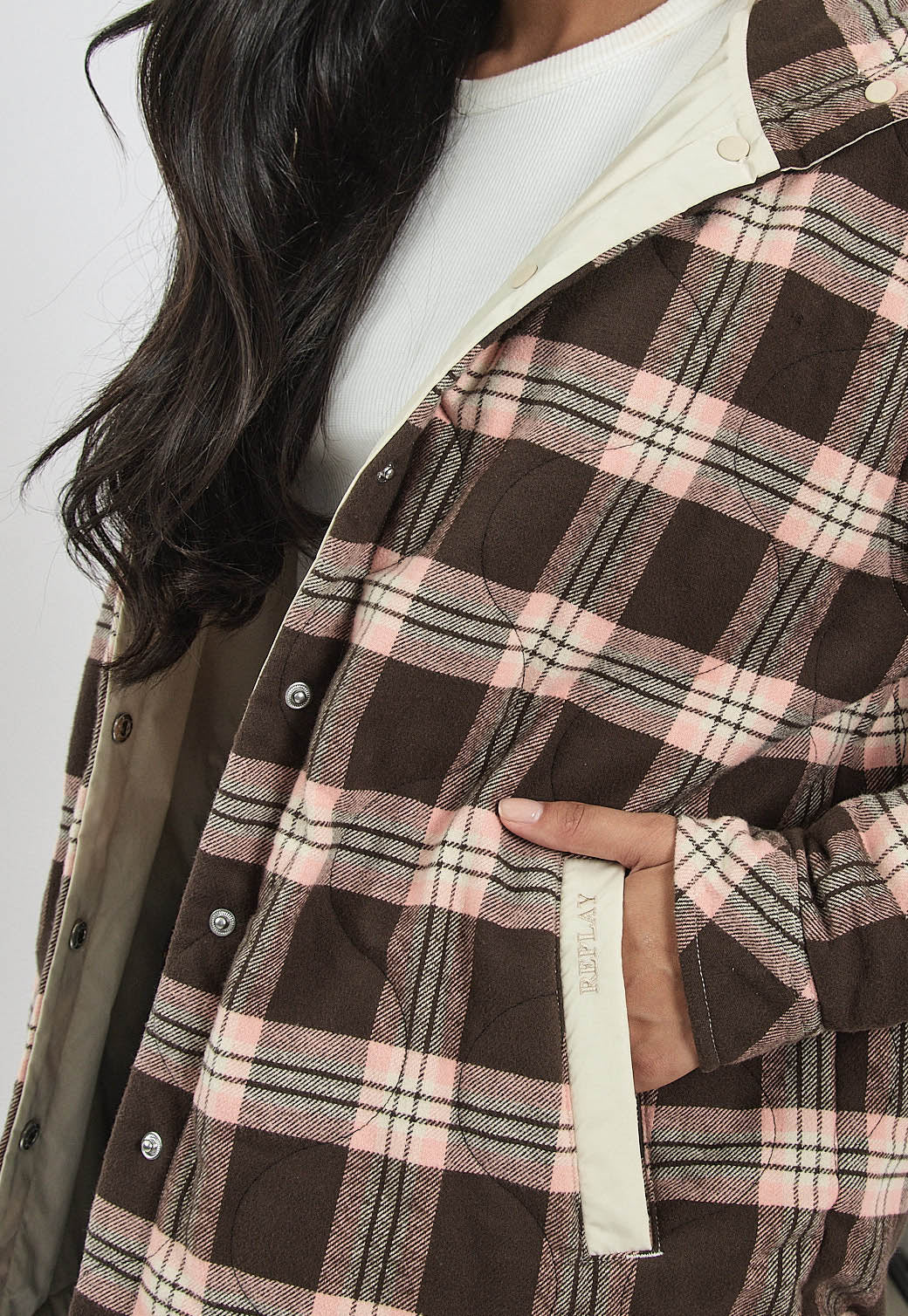 ג׳קט פלנל דו־צדדי לנשים