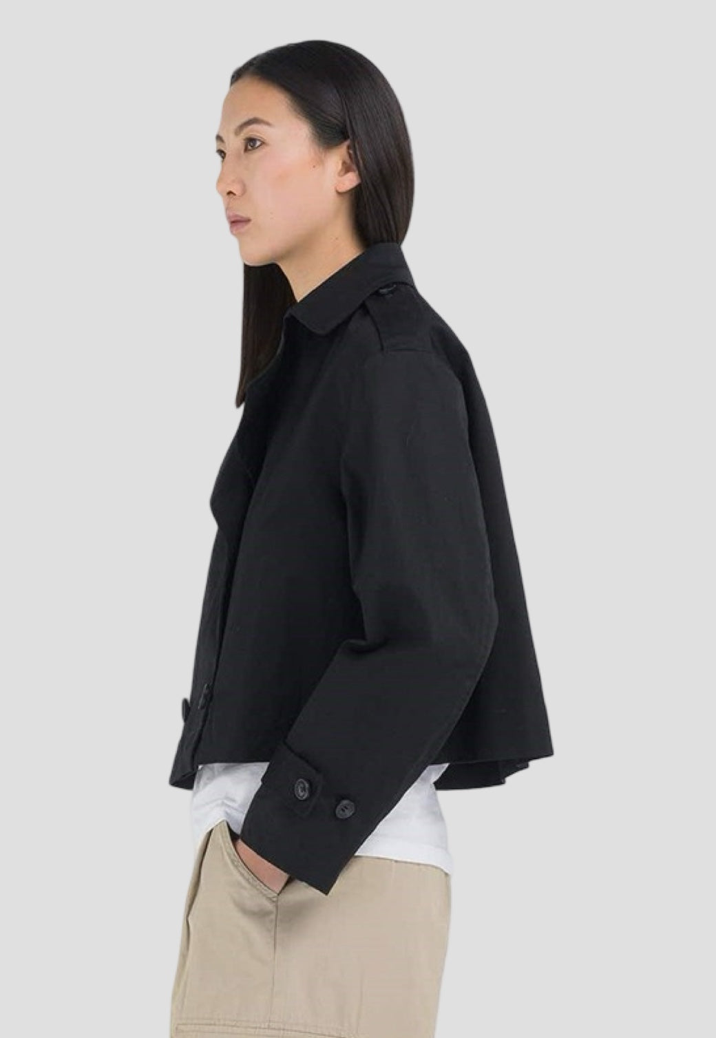 ג'קט טרנץ' באורך קרופ Giubbotti בצבע שחור