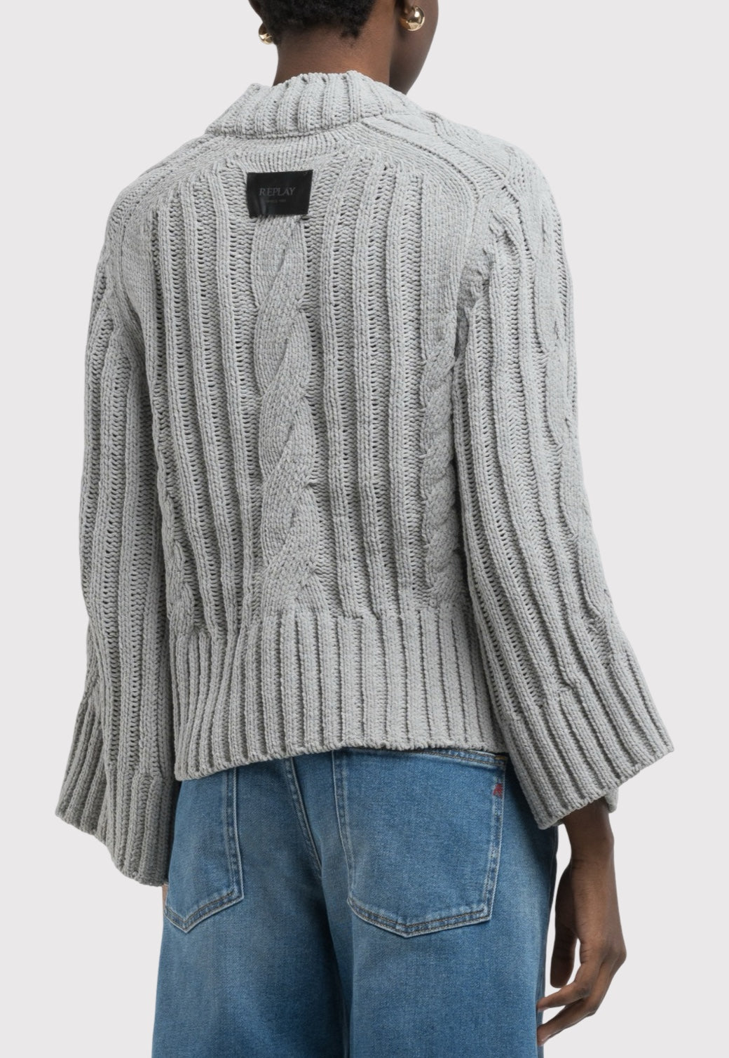 סריג אפור CITY בגזרה משוחררת לנשים