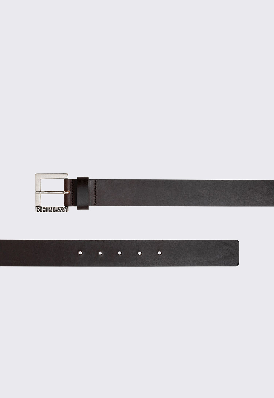 חגורת עור לגברים בצבע חום עם אבזם