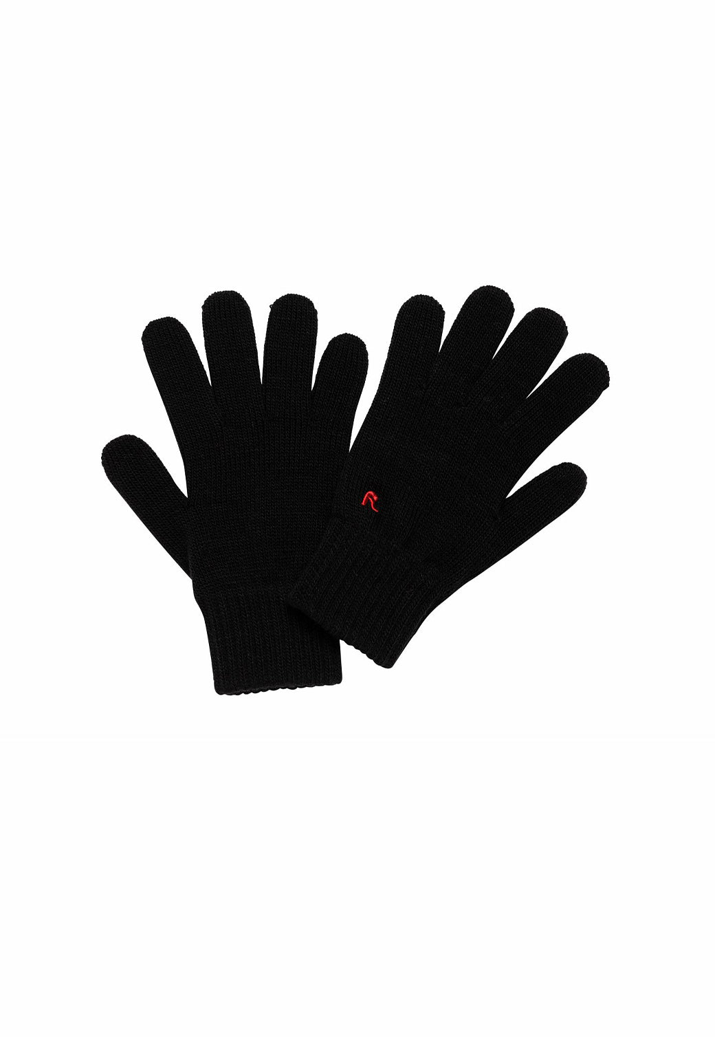 סט כובע צמר וכפפות לגברים בצבע שחור