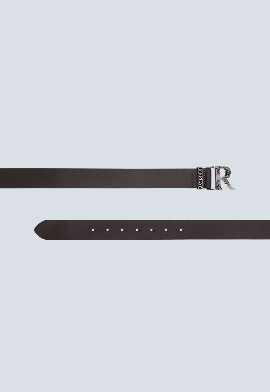 חגורת נשים בצבע חום עם אבזם כסף מעוצב