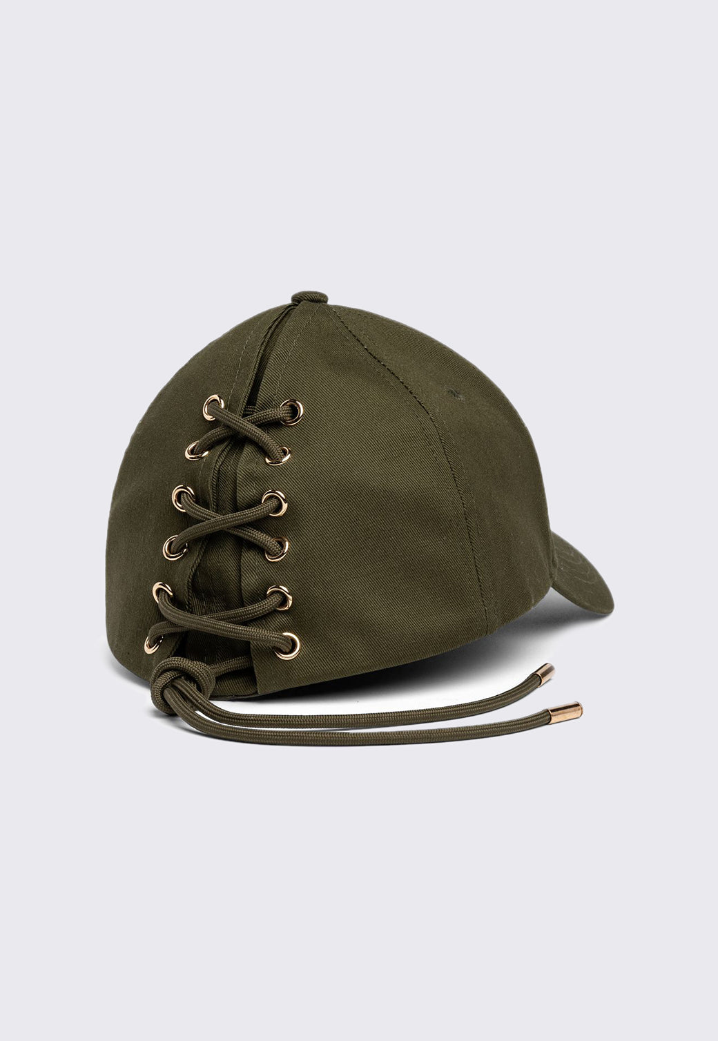 כובע מצחייה בצבע זית עם לוגו מוזהב