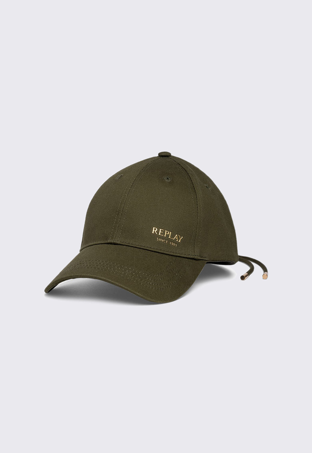 כובע מצחייה בצבע זית עם לוגו מוזהב