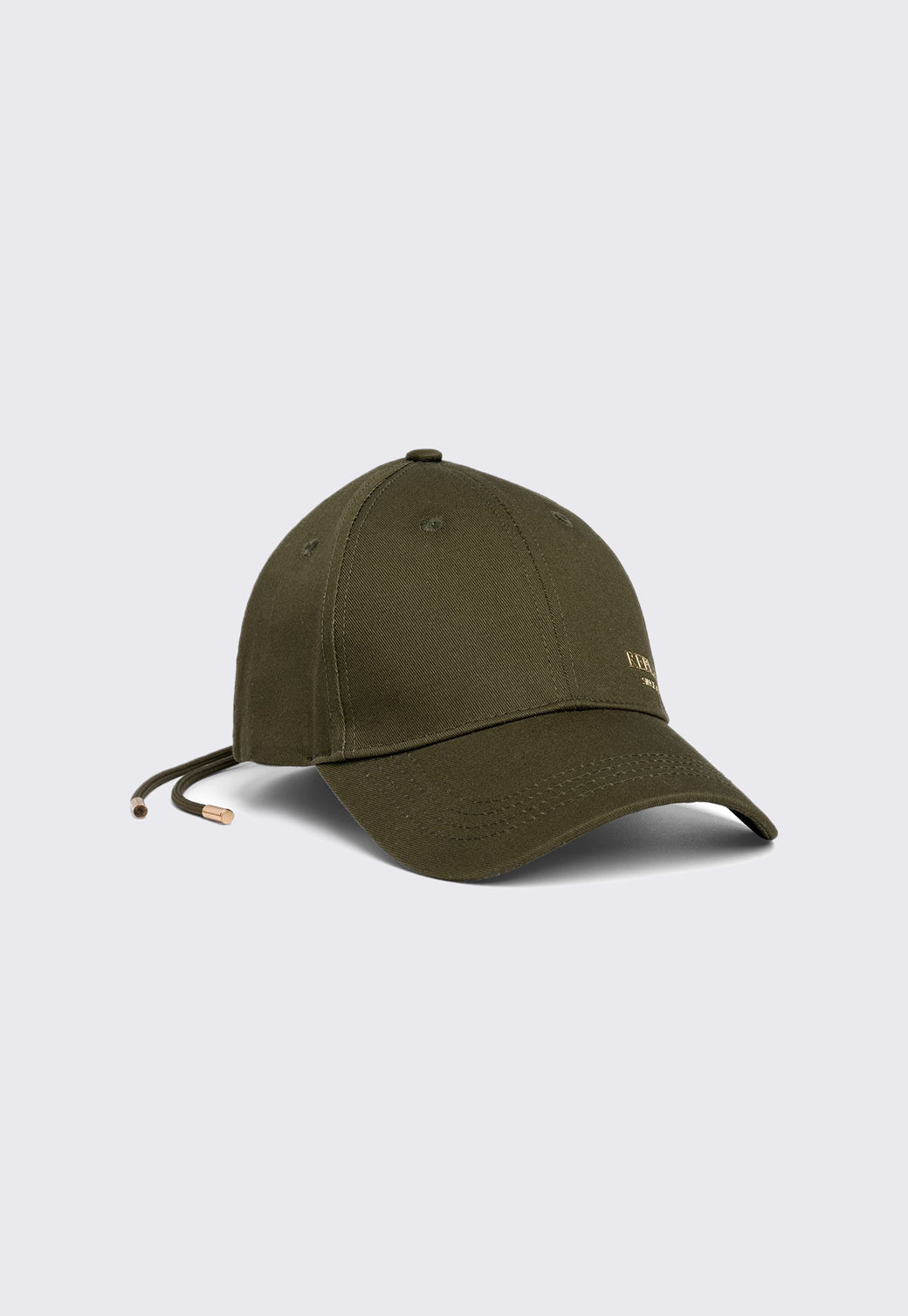 כובע מצחייה בצבע זית עם לוגו מוזהב