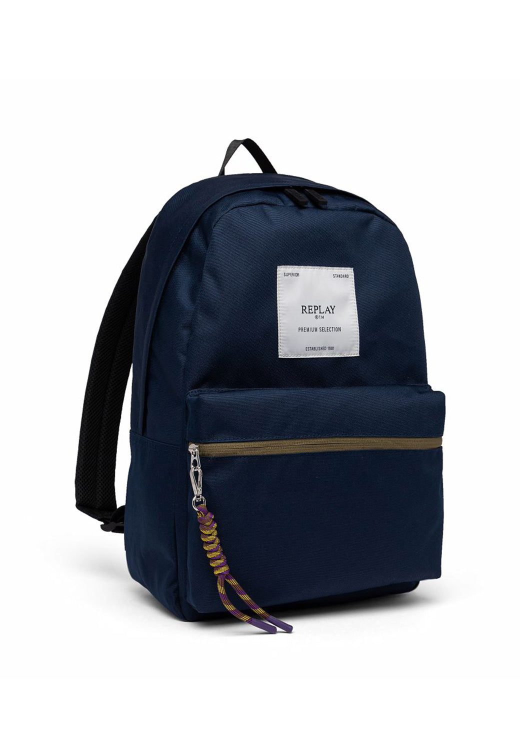 תיק גב בצבע כחול כהה עם כיס קדמי ורוכסן