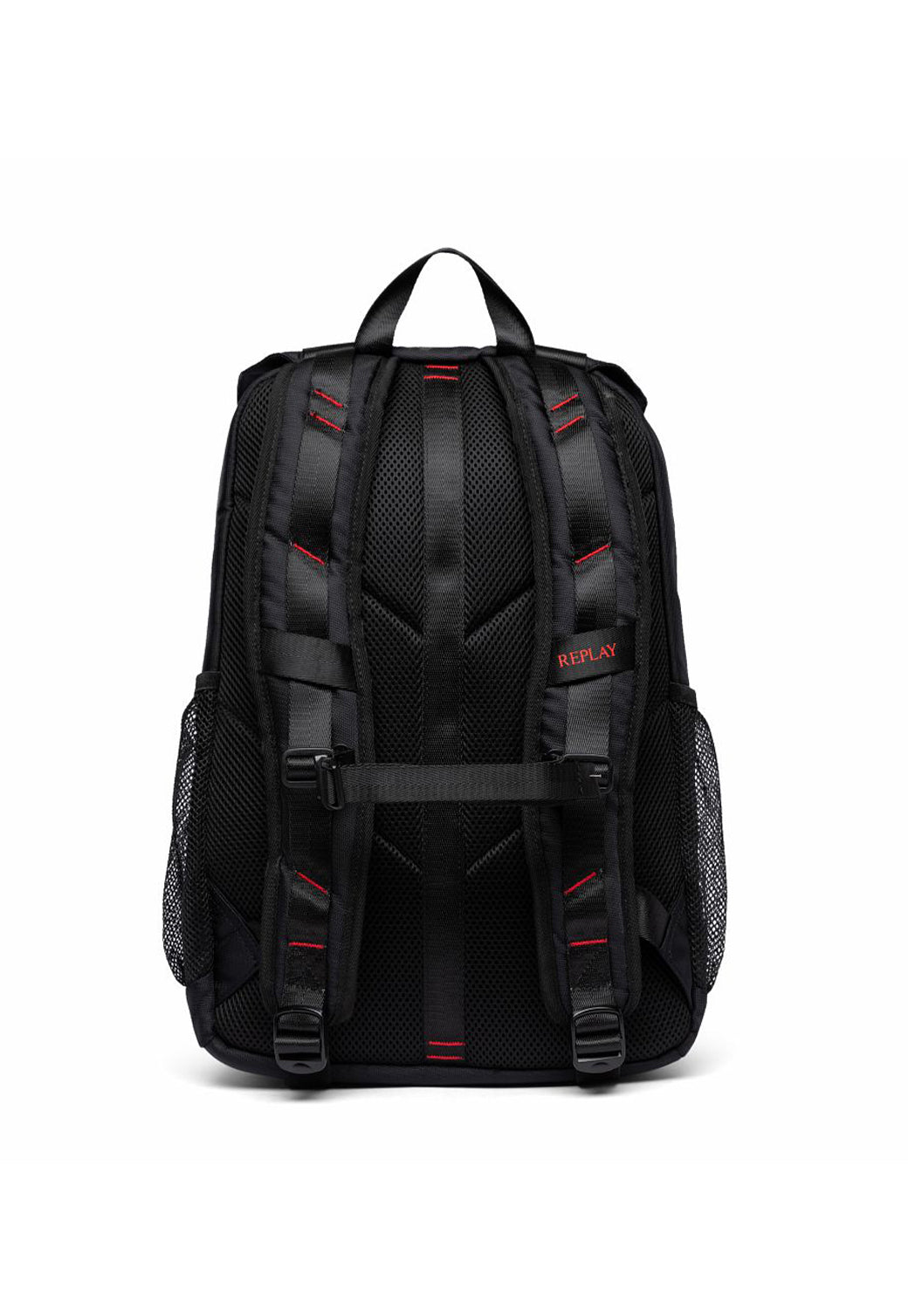 תיק גב שחור עם אבזמי הצמדה קדמיים