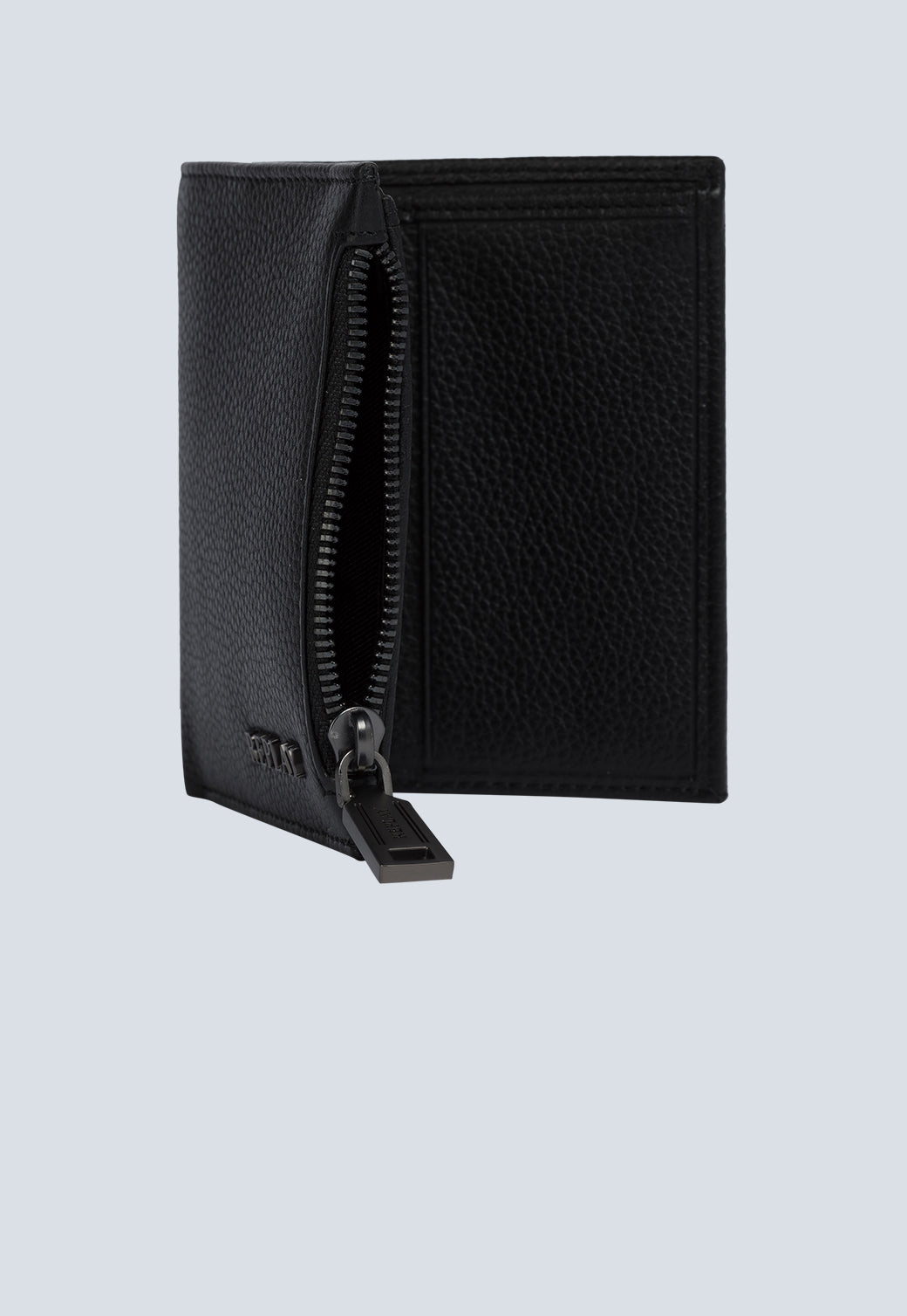 ארנק לגברים בצבע שחור עם רוכסן צד