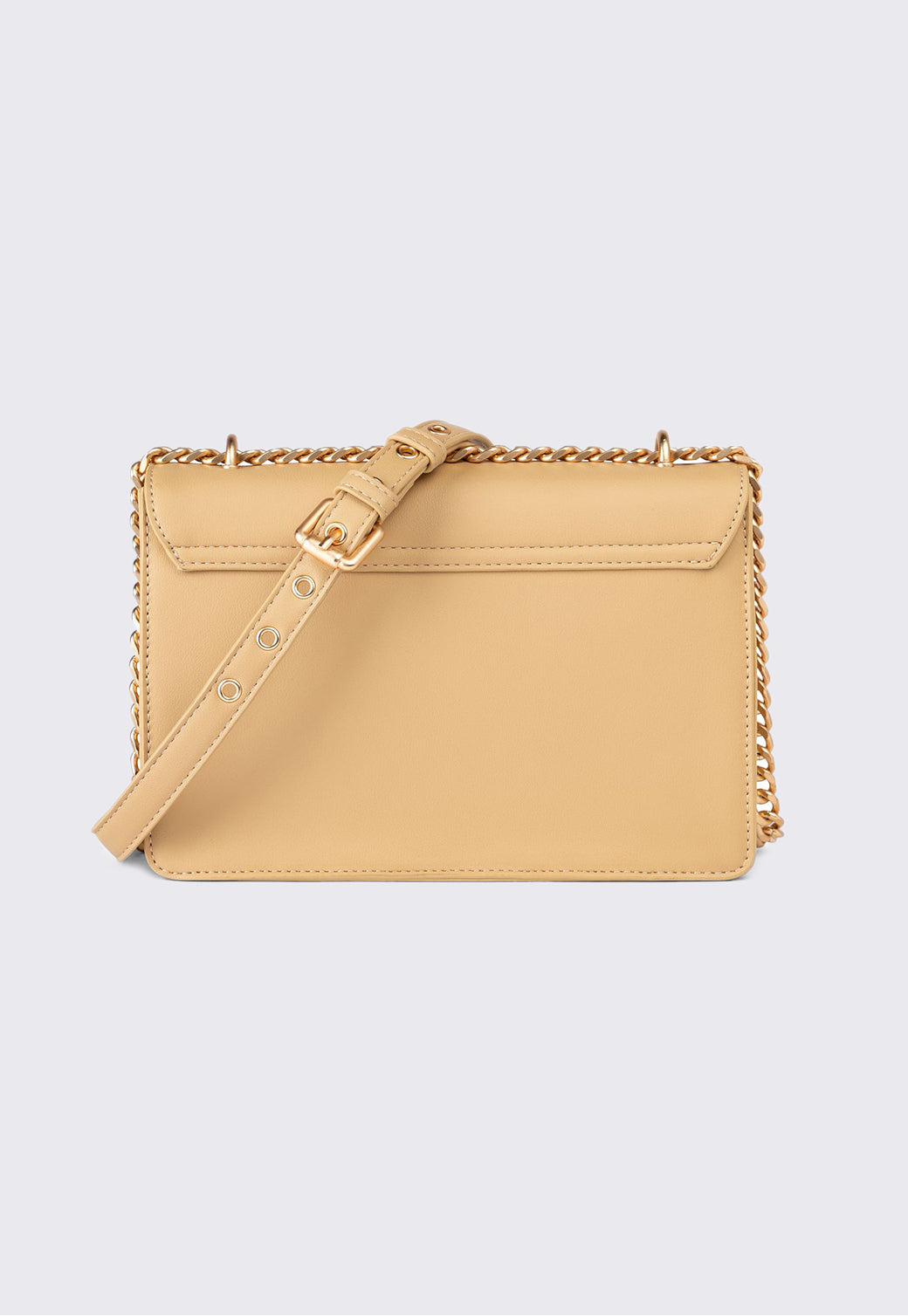 תיק צד לנשים בצבע בז' בהיר עם רצועת שרשרת