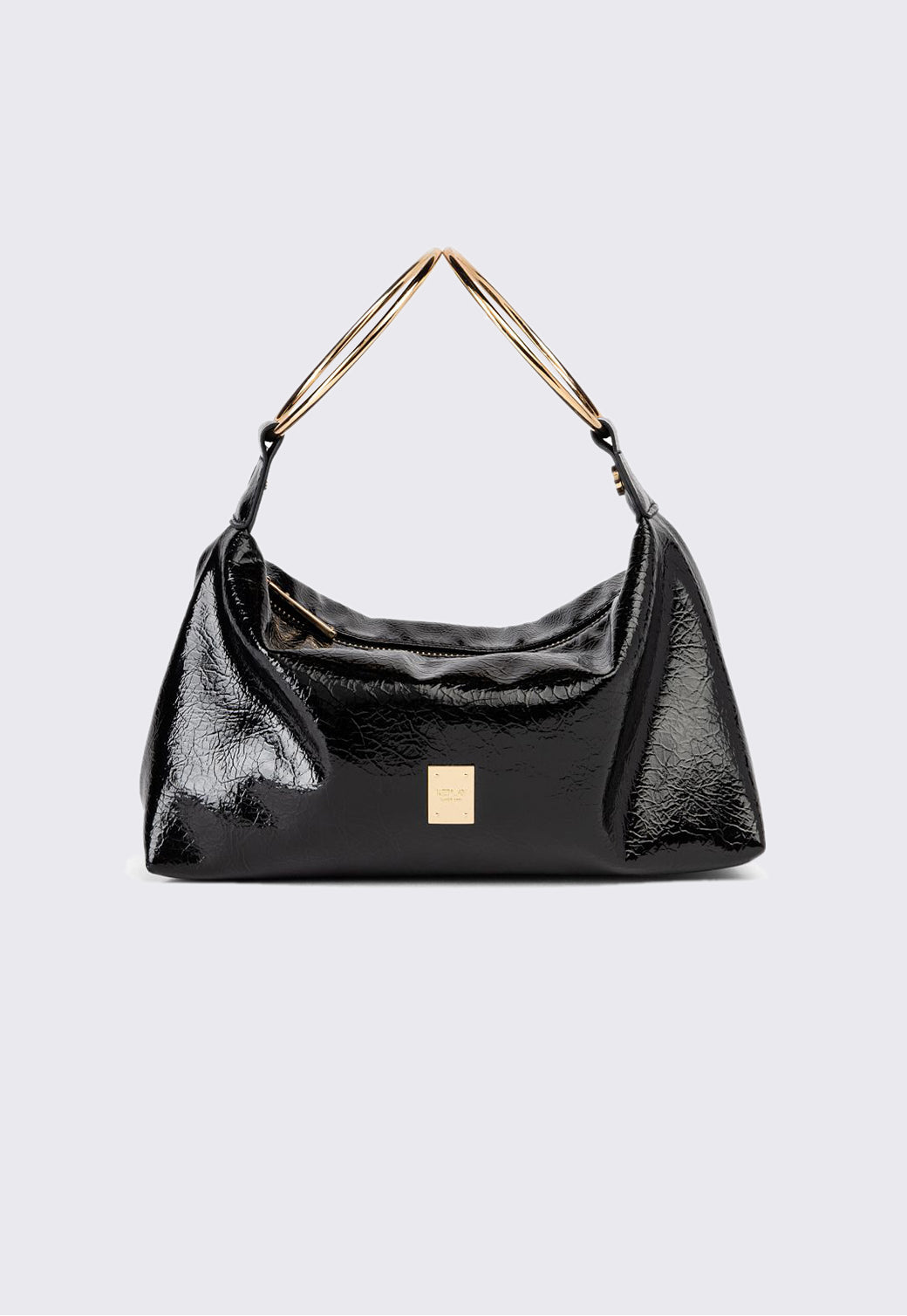 תיק לנשים בצבע שחור עם ידיות מתכת