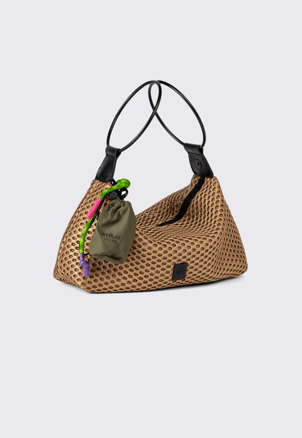 תיק כתף טקסטורלי עם פאוץ' קטן