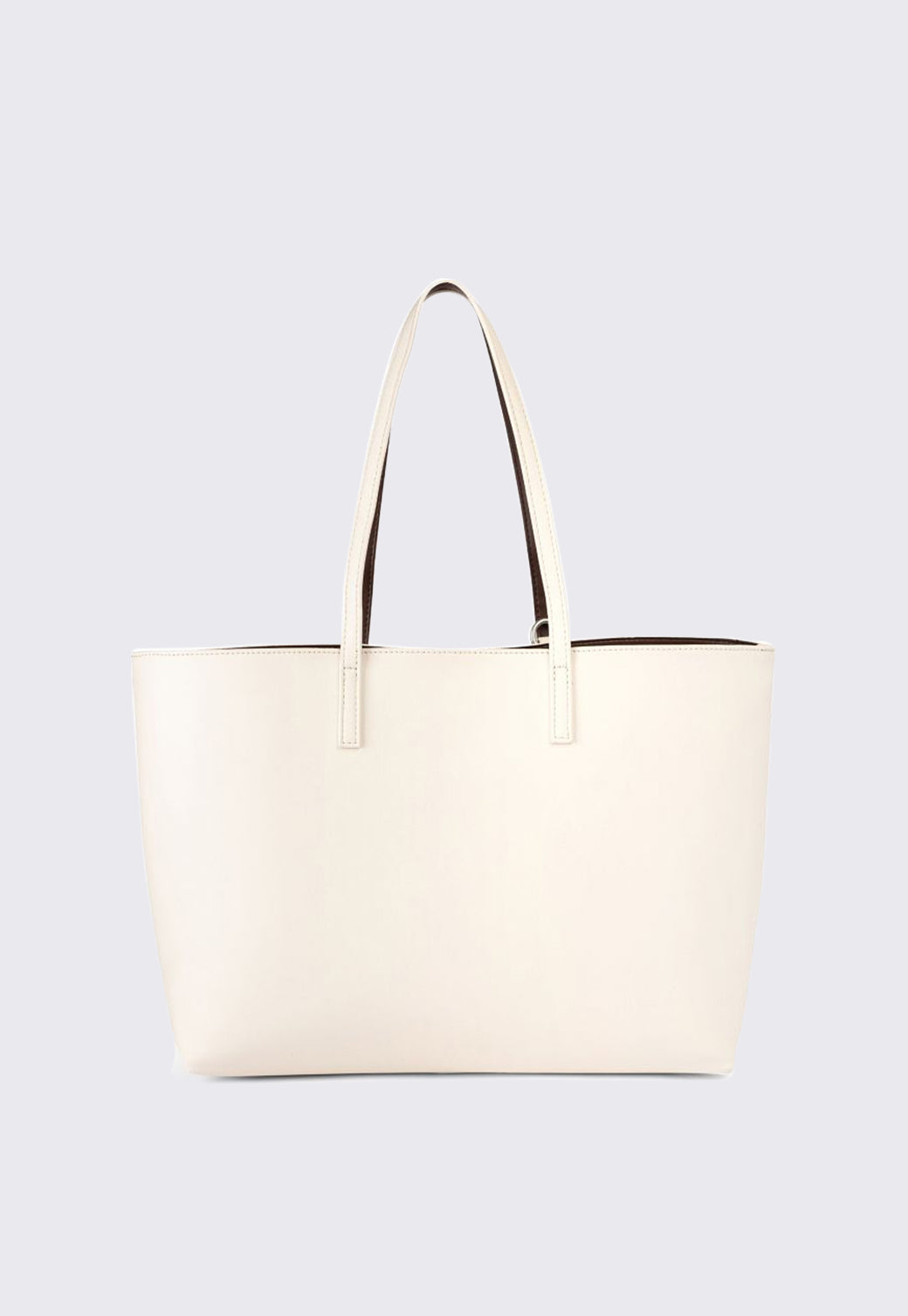 תיק לנשים בצבע שמנת עם ידיות קונטרסט