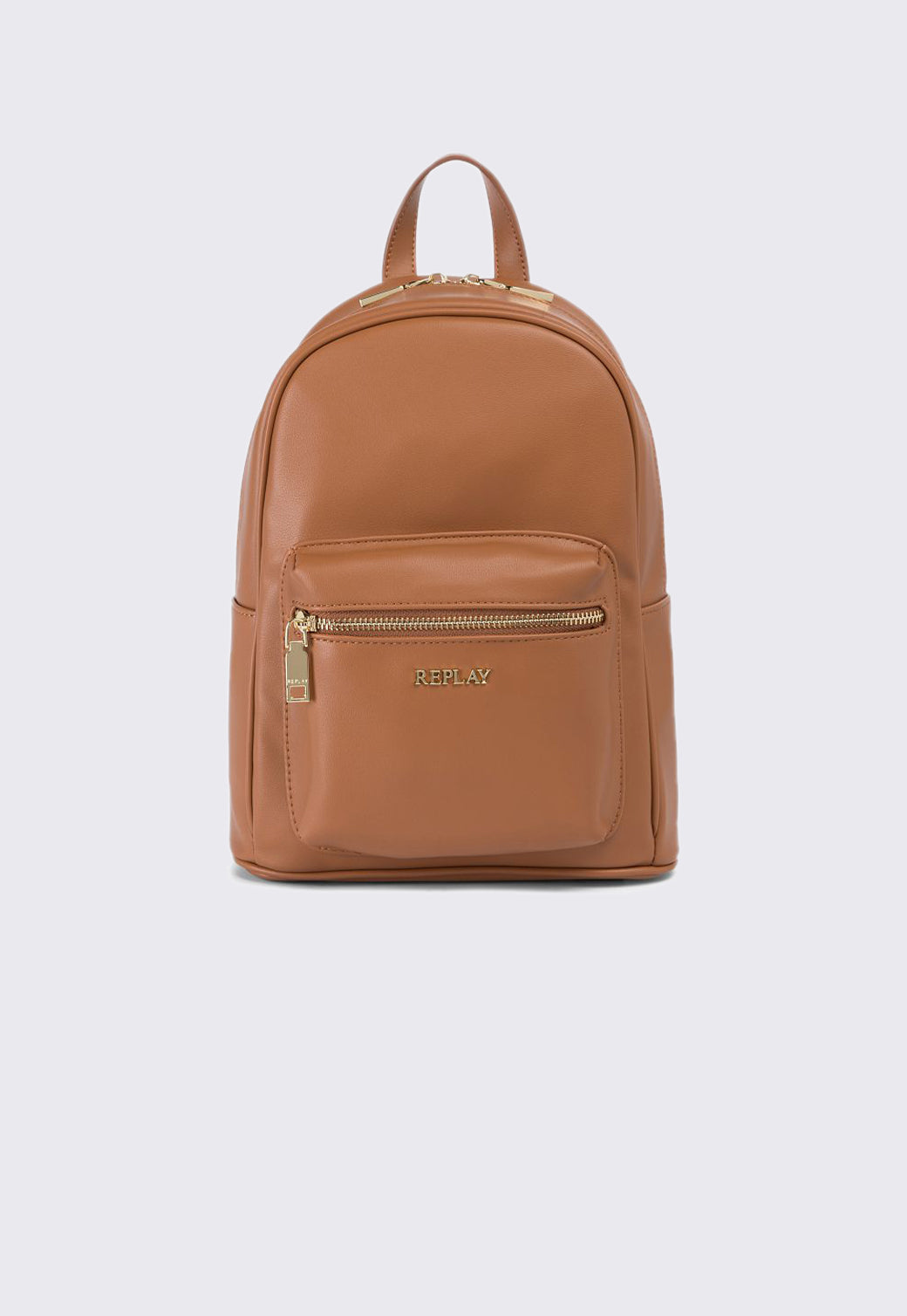 תיק גב לנשים בצבע חום עם רוכסנים זהובים