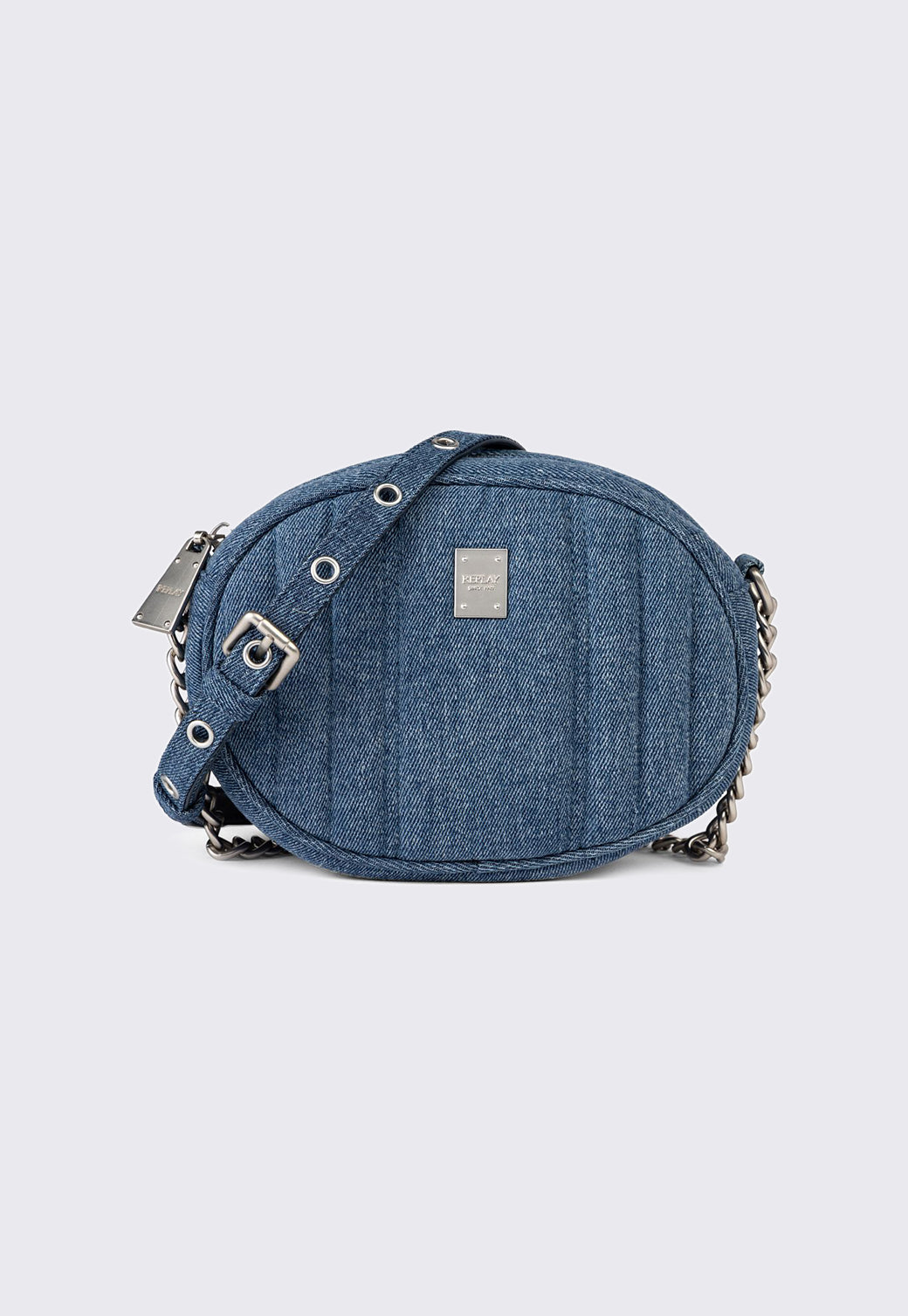 תיק צד אובלי דנים לנשים בצבע כחול