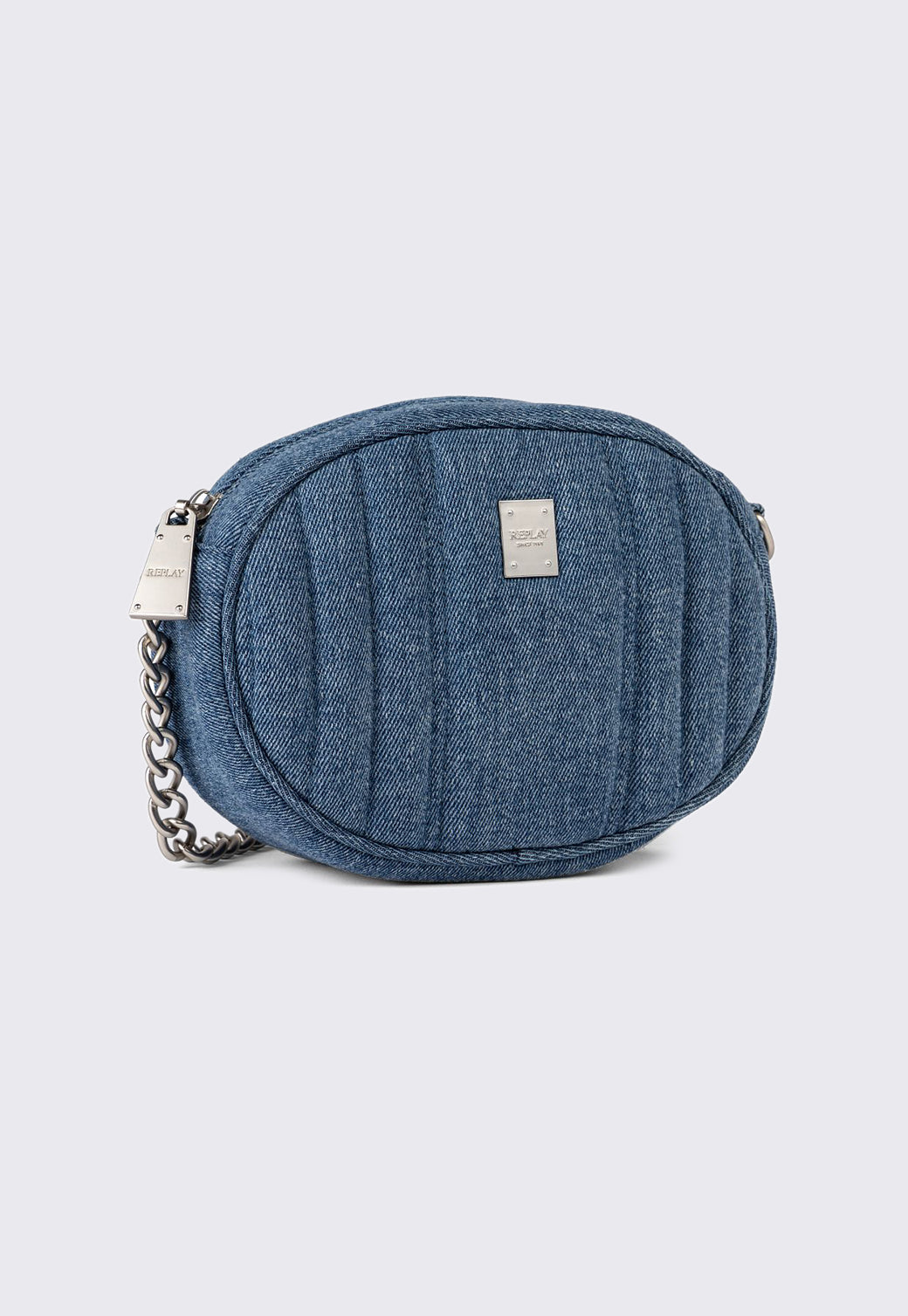 תיק צד אובלי דנים לנשים בצבע כחול