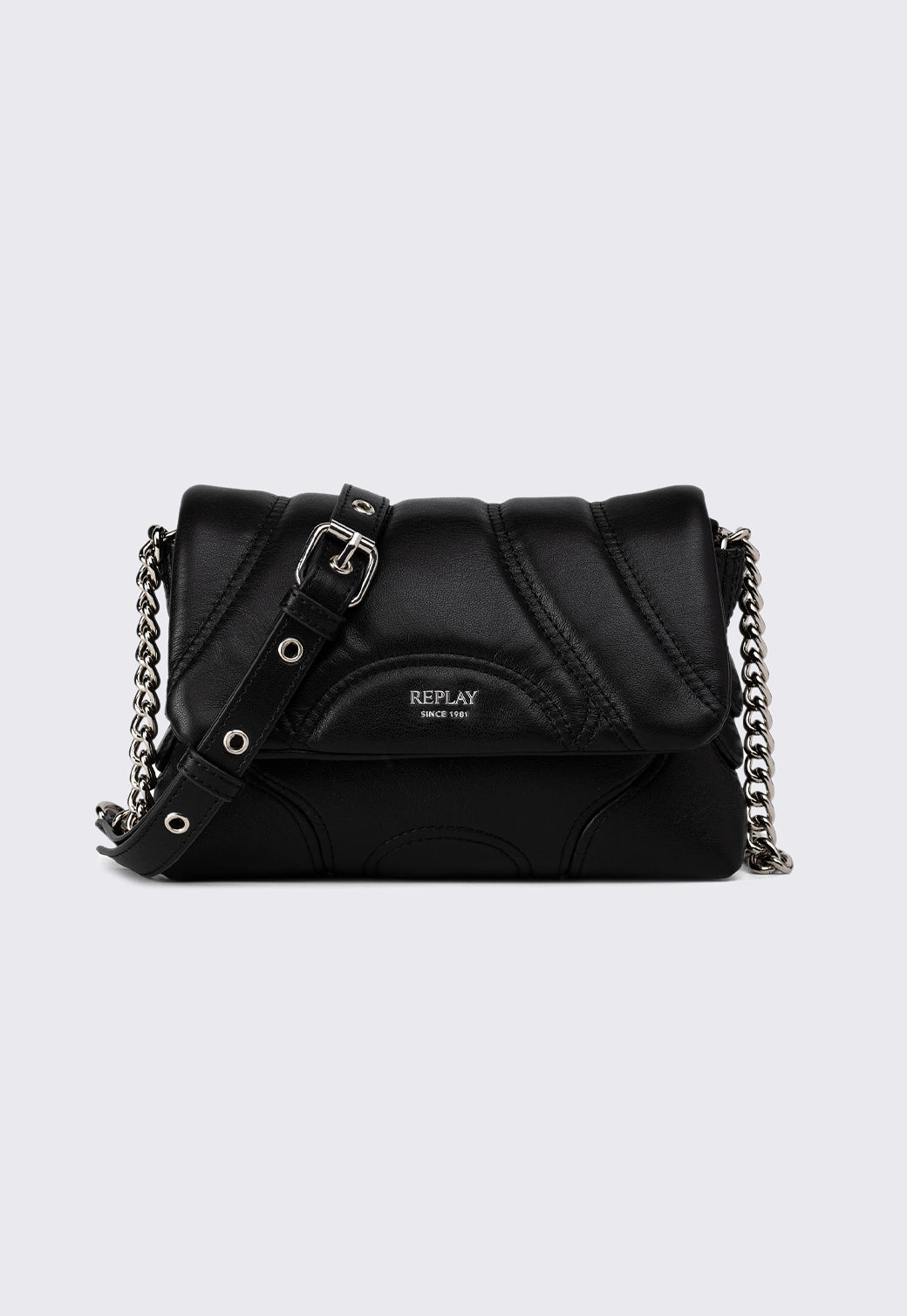 תיק צד לנשים בצבע שחור עם רצועת שרשרת