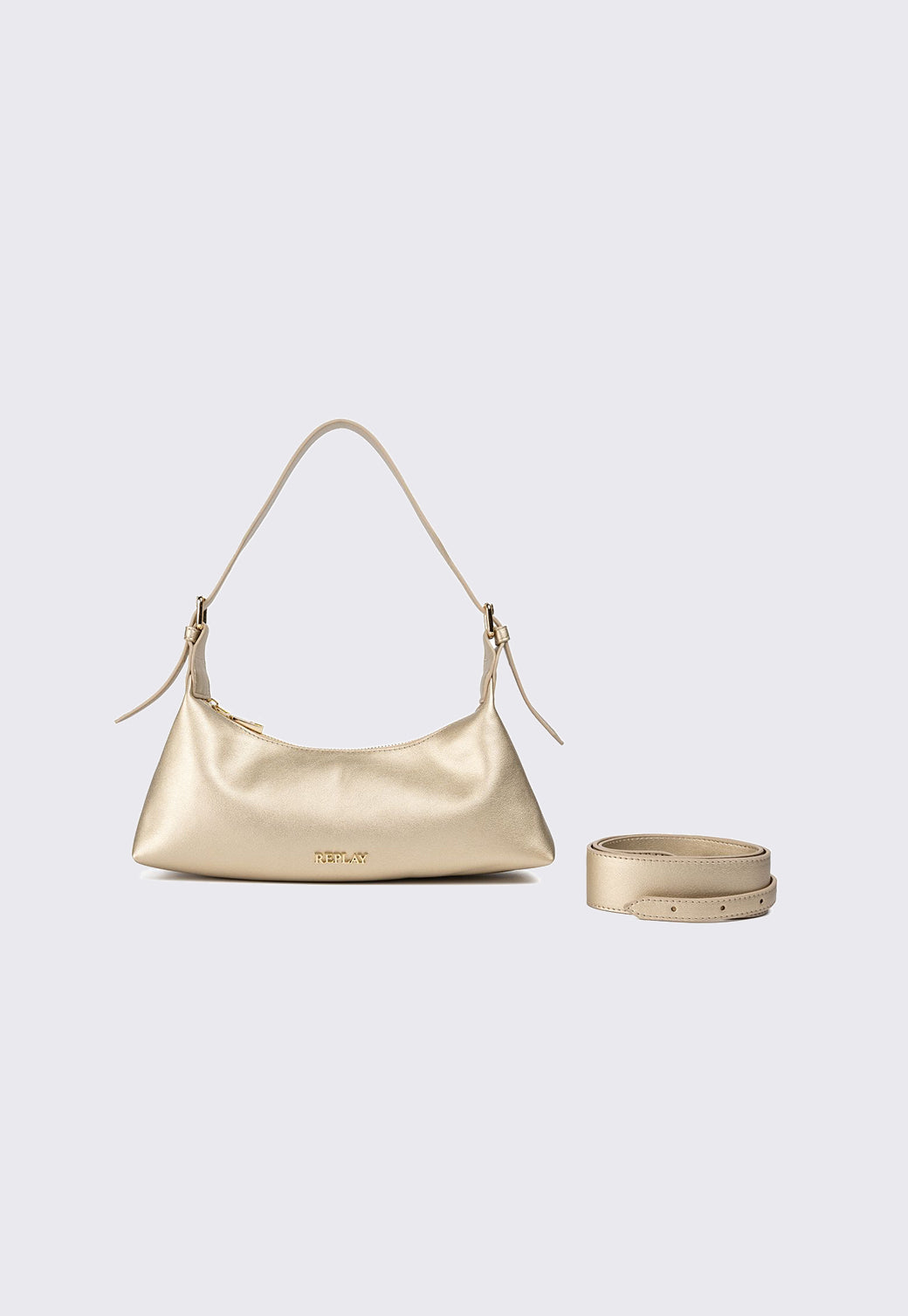 תיק כתף לנשים בצבע זהב מטאלי