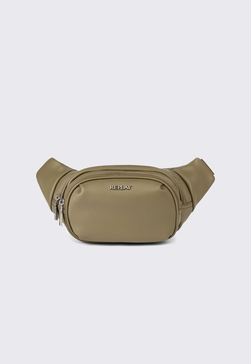 תיק פאוץ' לנשים בצבע חאקי עם לוגו