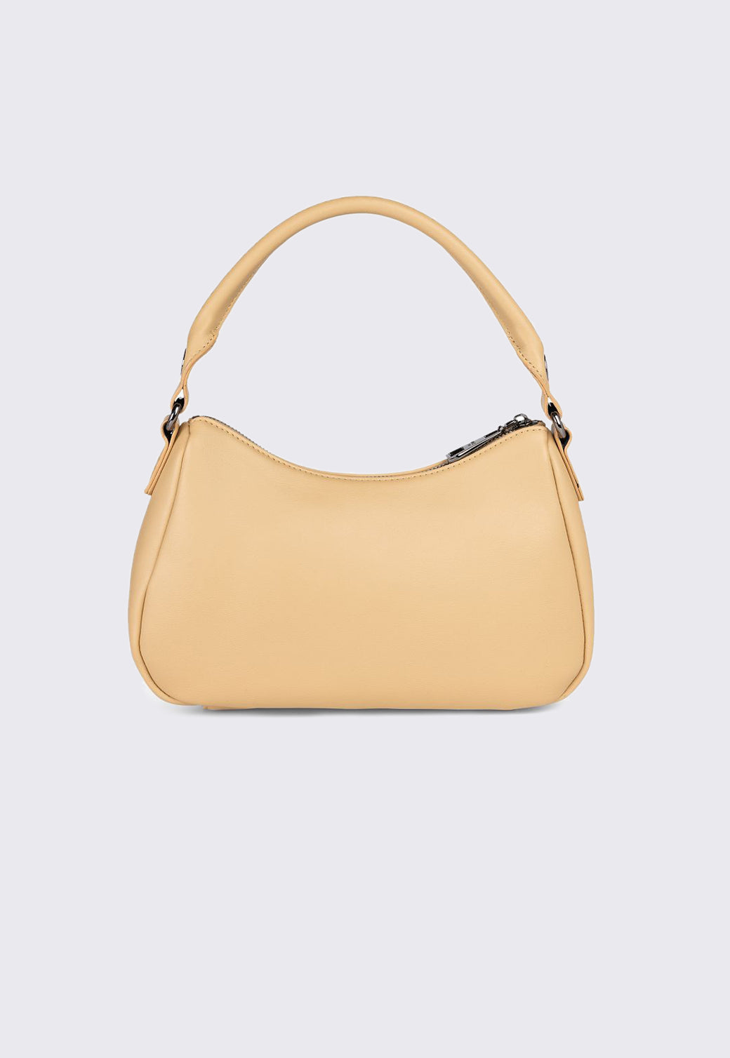 תיק לנשים בצבע בז׳ עם רצועת לוגו