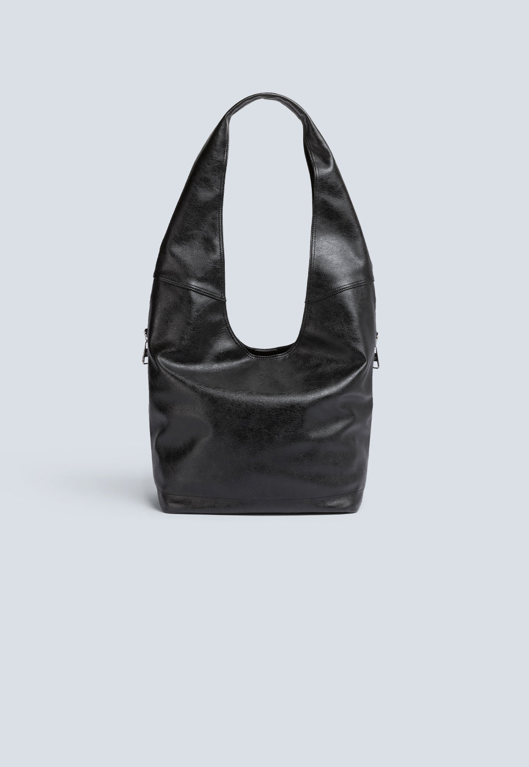 תיק כתף לנשים עם רוכסנים דקורטיביים בצבע שחור