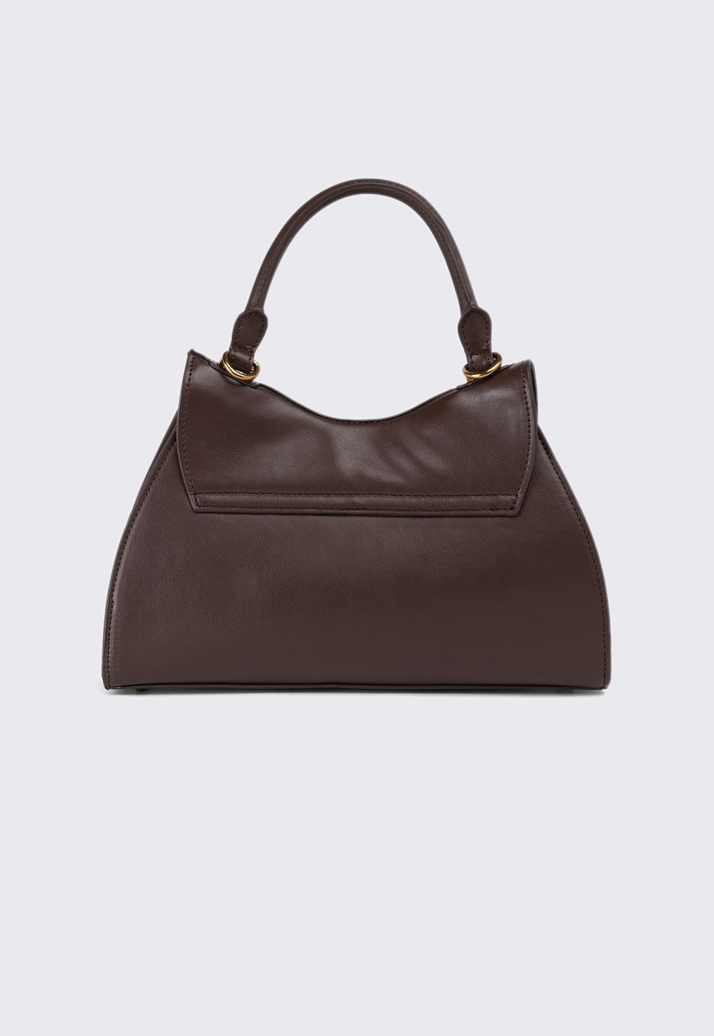 תיק יד לנשים בצבע חום כהה עם סוגר זהב