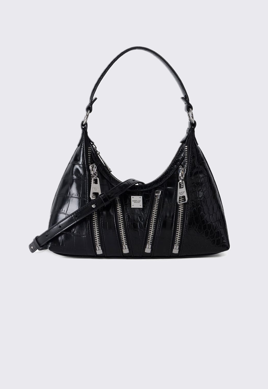 תיק צד לנשים בצבע שחור עם טקסטורות