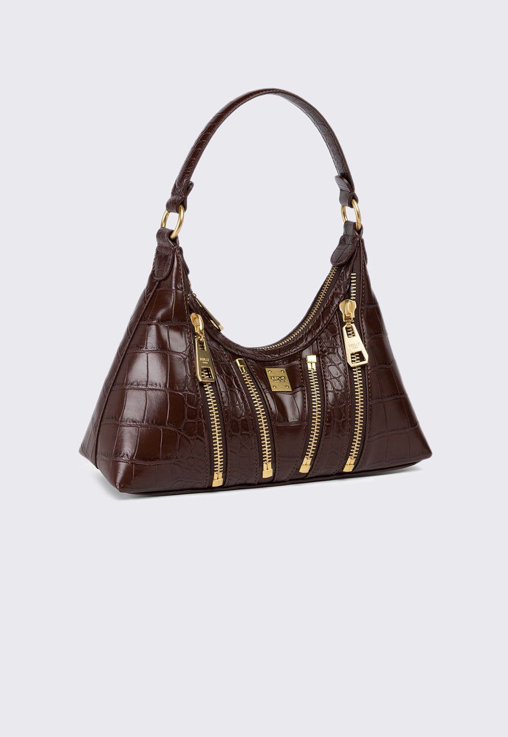 תיק צד לנשים בצבע חום עם טקסטורות