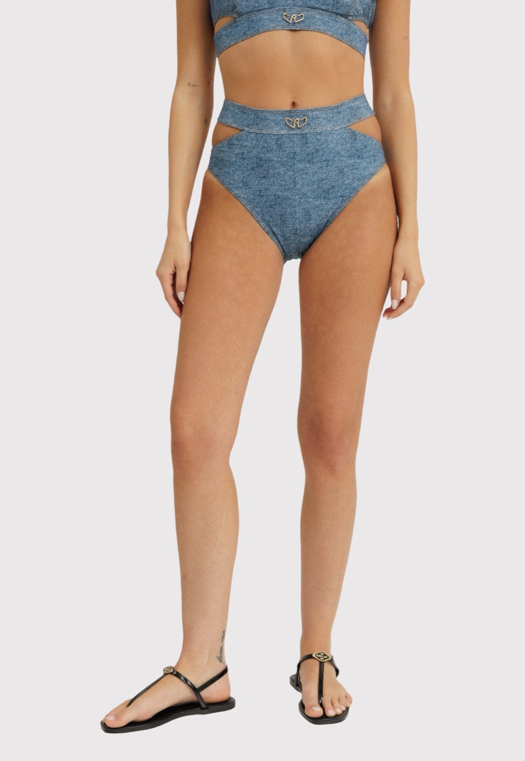 תחתון ביקיני גזרה גבוהה בצבע ג'ינס לנשים