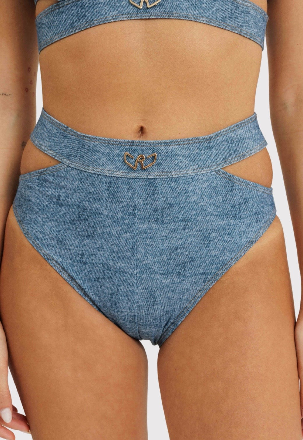 תחתון ביקיני גזרה גבוהה בצבע ג'ינס לנשים
