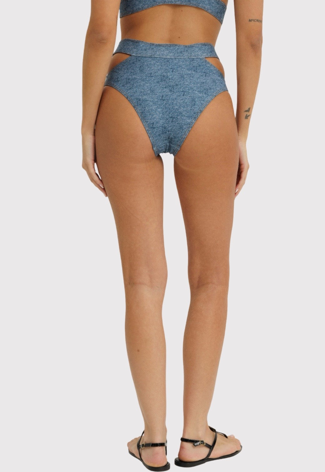 תחתון ביקיני גזרה גבוהה בצבע ג'ינס לנשים