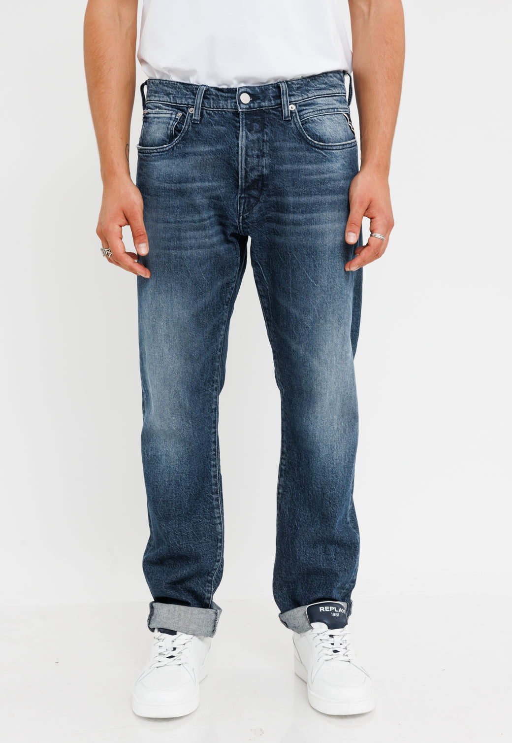 ג'ינס WILLBY לגברים בגוון כחול בינוני