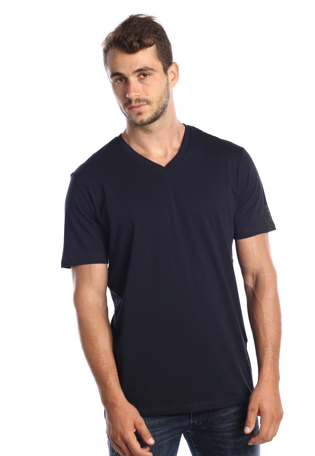 טי-שירט לגברים בצבע כחול כהה