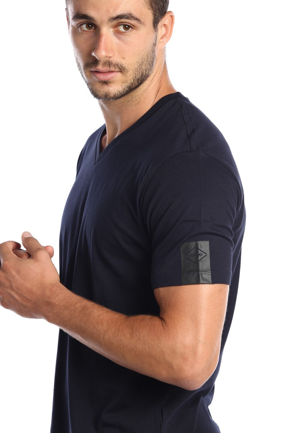 טי-שירט לגברים בצבע כחול כהה