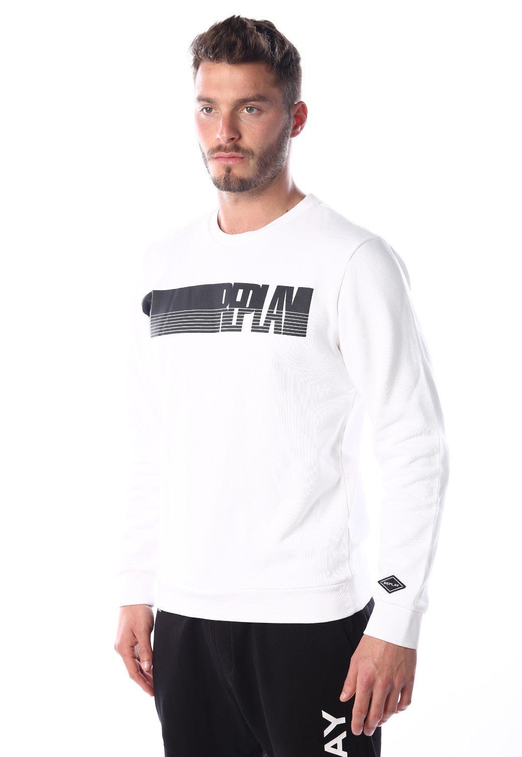 סווטישרט עם לוגו בחזה | גברים WHITE / L