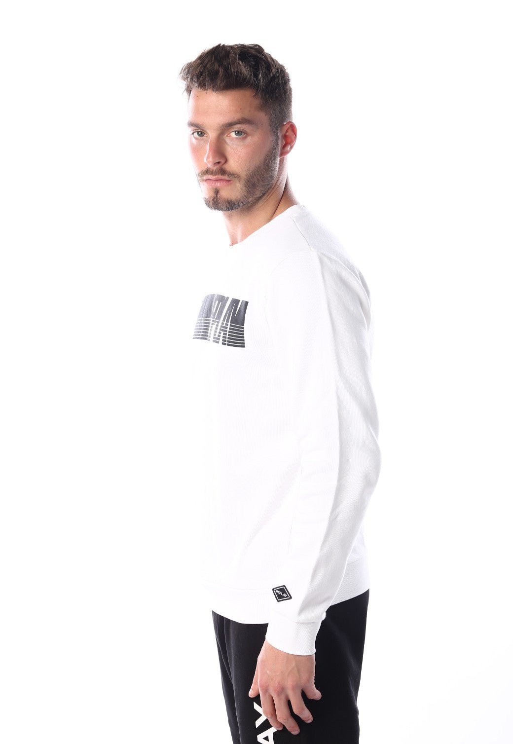 סווטישרט עם לוגו בחזה | גברים WHITE / L