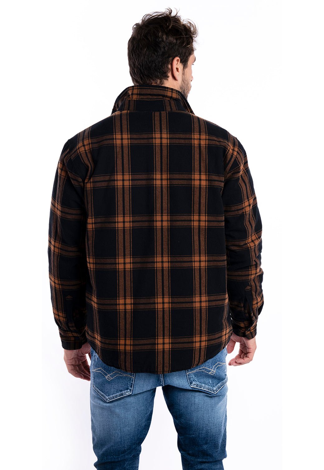 חולצה מכופתרת משבצות | גברים BLACK / L