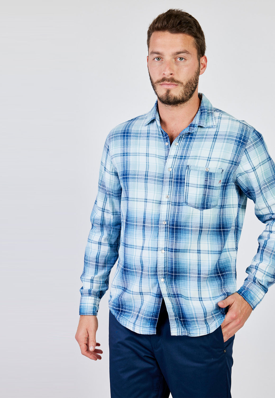 חולצת משבצות מכופתרת Plaid גברים