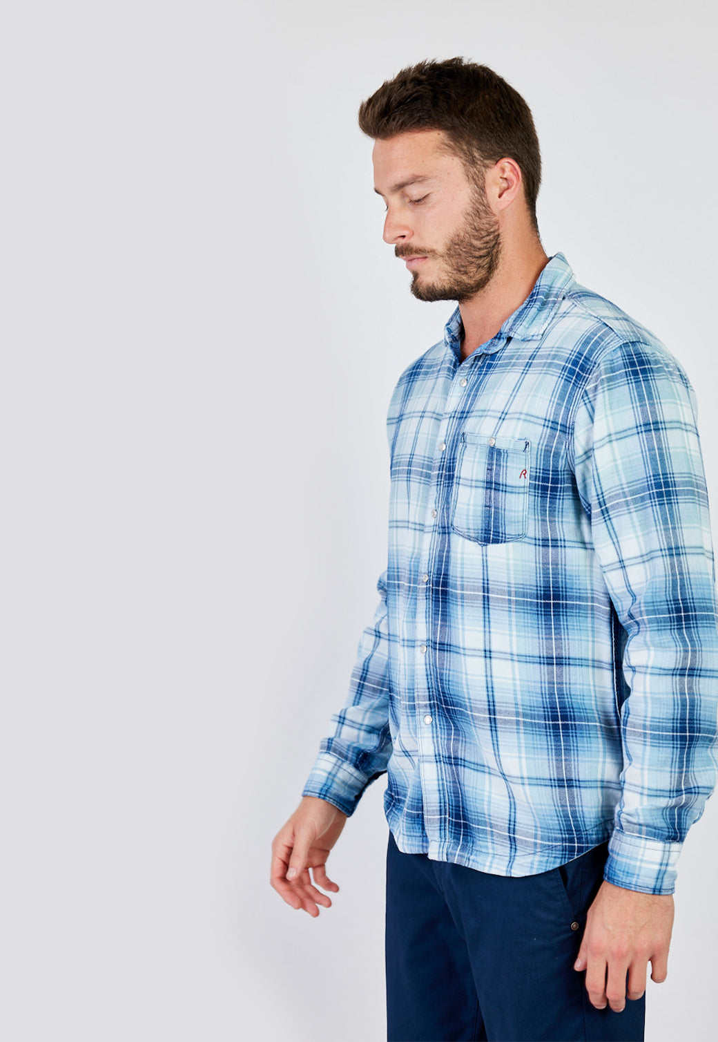 חולצת משבצות מכופתרת Plaid גברים